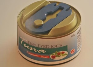 A plastic sliding key could make make opening tuna cans far easier.